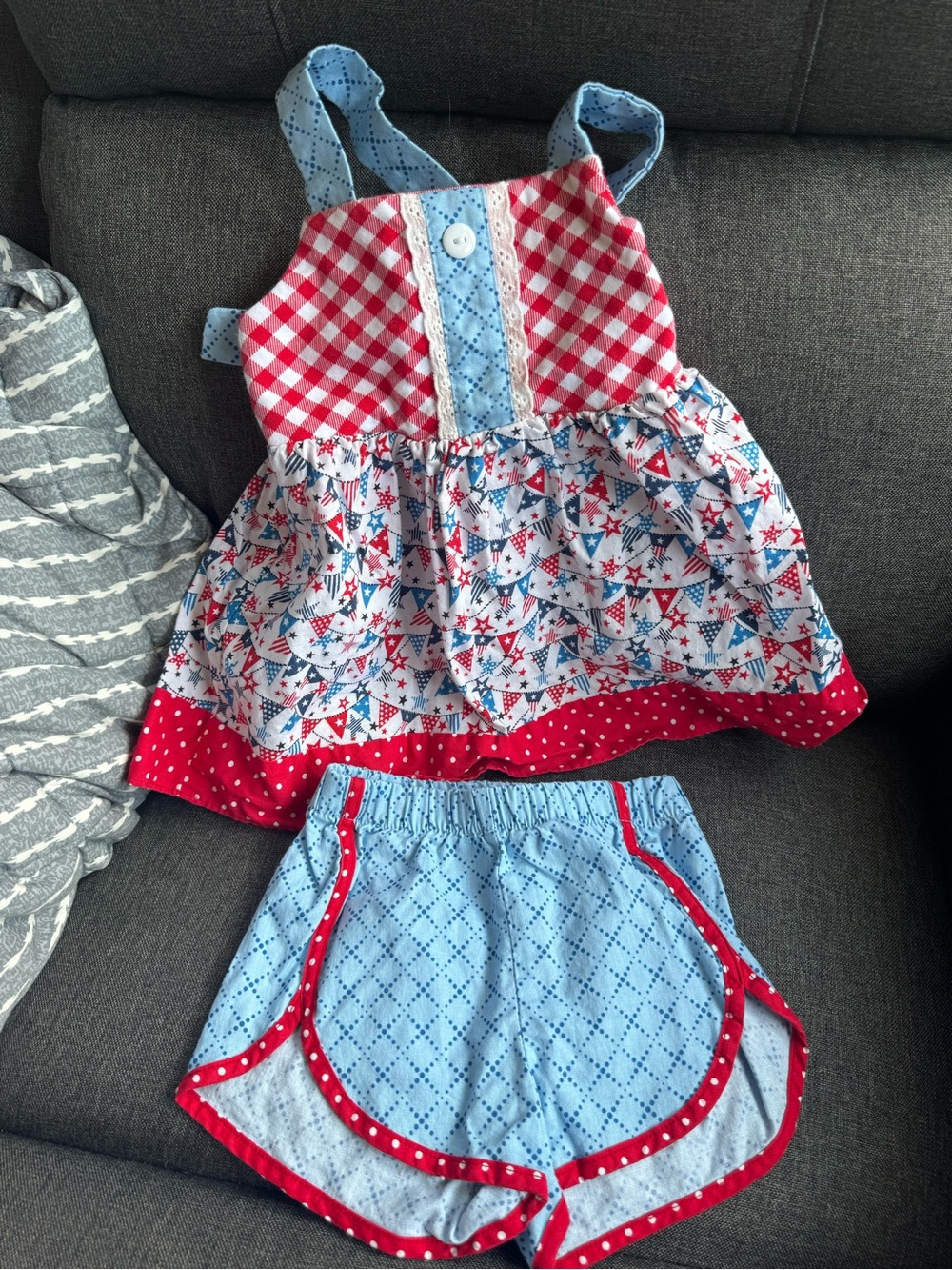 Girls Red, White & Blue Patriotic Tunic and Shorts (24 months)